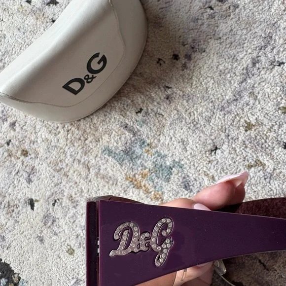 Y2K Dolce & Gabbana Shield Purple Rhinestone Sunglasses, D&G 8037B - Picture 5 of 15